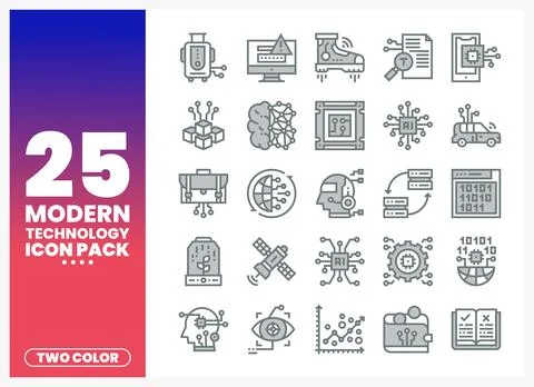 Modern Technology Icons for Digital Innovation Stock Illustration