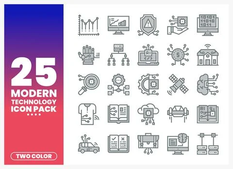 Modern technology icons for digital presentation. abstract data. and AI. Fu.. Иллюстрация