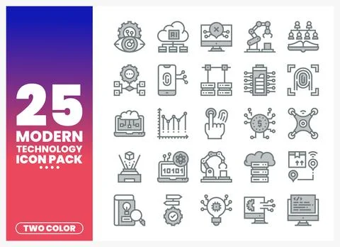 Modern technology icons. icon pack. Minimalist. flat design. scalable vecto.. Stock Illustration