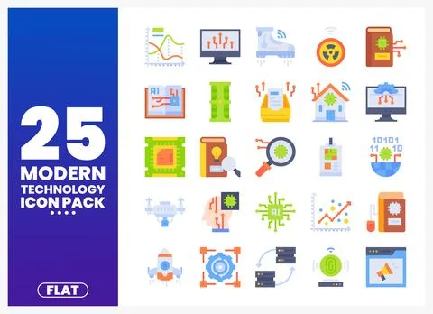 Modern technology icons pack for digital marketing and web design. 库存插图