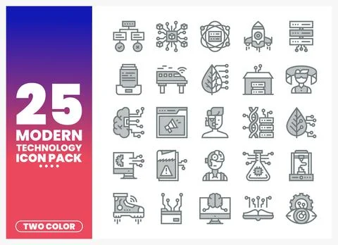 Modern technology icons pack with diverse vector graphics Stock Illustration