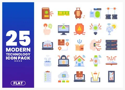 Modern Technology Icons Pack Stock Illustration