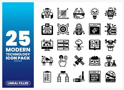 Modern Technology Icons Pack Stock Illustration