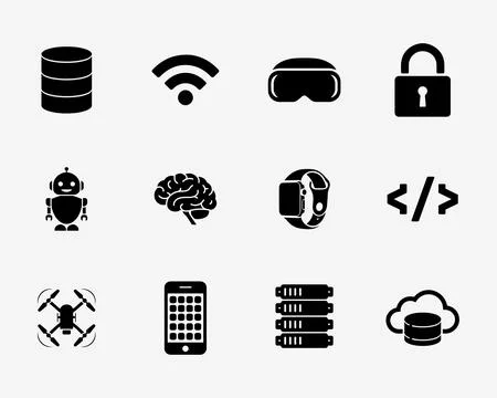 Modern Technology Icons Set Stock Illustration