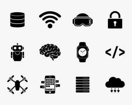 Modern Technology Icons Set Stock Illustration