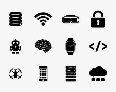 Modern Technology Icons Set Stock Illustration