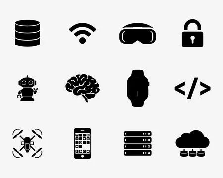 Modern Technology Icons Set Stock Illustration