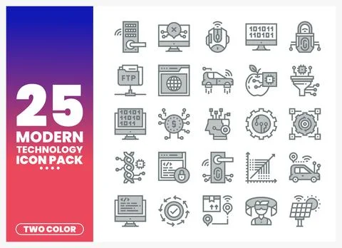 Modern Technology Icons Set Illustrazione stock