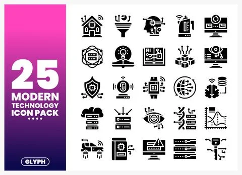 Modern technology icons with smart home. AI. and futuristic elements. Vecto.. 库存插图