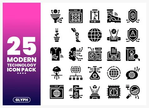 Modern Technology Icons Vector Pack Illustrazione stock