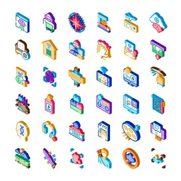 Modern technology isometric icon set future science 库存插图