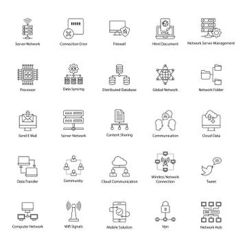 Modern Technology Line Icons Pack Stock Illustration