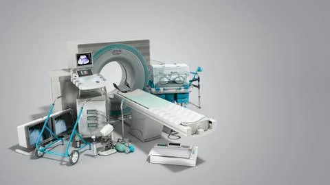 Modern technology in the medical technic 3d render on grey イラスト素材
