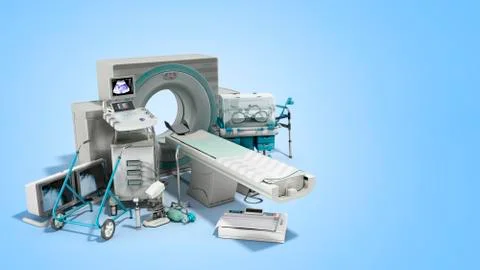 Modern technology in the medical technic 3d render on blue イラスト素材