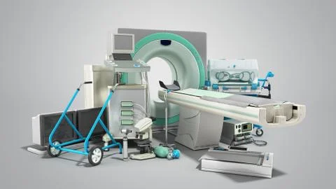 Modern technology in the medical technic 3d render on grey Stock Illustration