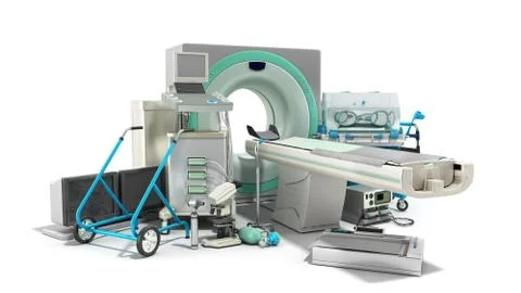 Modern technology in the medical technic 3d render on white Stock Illustration