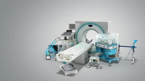 Modern technology in the medical technic 3d render on grey Illustrazione stock