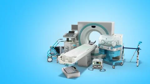 Modern technology in the medical technic 3d render on blue イラスト素材