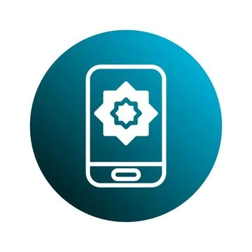 Modern technology meets islamic art a mobile phone displaying a symbolic st.. Stock Illustration