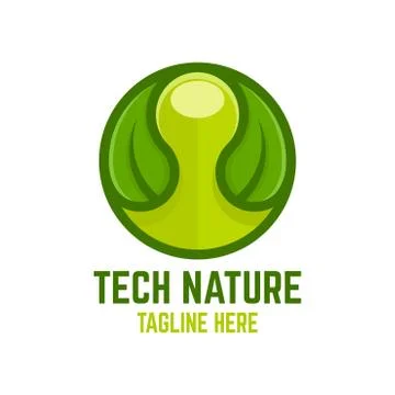 Modern technology nature logo Stock Illustration