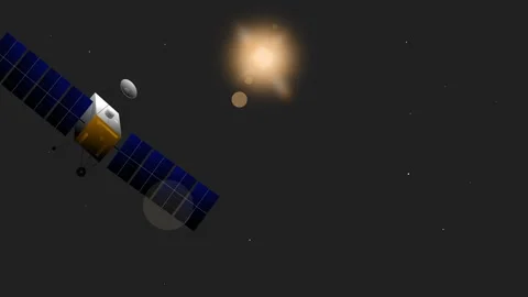 Modern technology satellite moving and capturing location data for communication Stock Footage 295587684