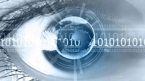 Modern technology screen on human eye. Futuristic modern concept Stock Footage 76205589
