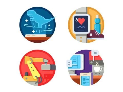 Modern technology set icons Stock Illustration