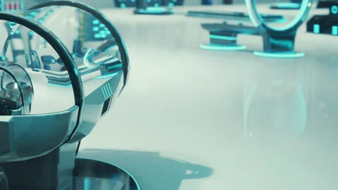 Modern technology in a sleek interior space with glowing elements Video stock 344858148