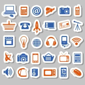 Modern technology stickers Stock Illustration