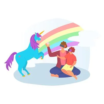 Modern technology virtual reality interactive entertainment, family father son Stock-Illustration