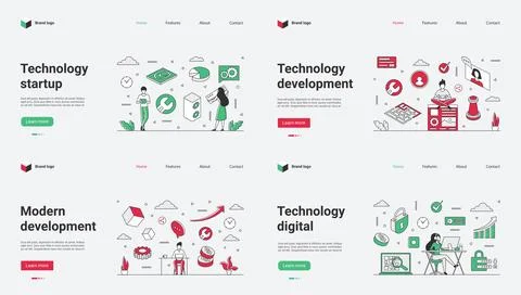 This is a modern technology web template designed specifically for startups and 스톡 일러스트