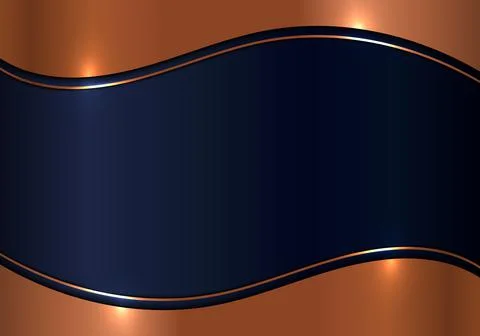 Modern template design 3D wave gold metal texture on blue shiny background lu Stock Illustration