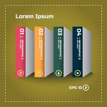 Modern template design concept in book stack style Stock Illustration