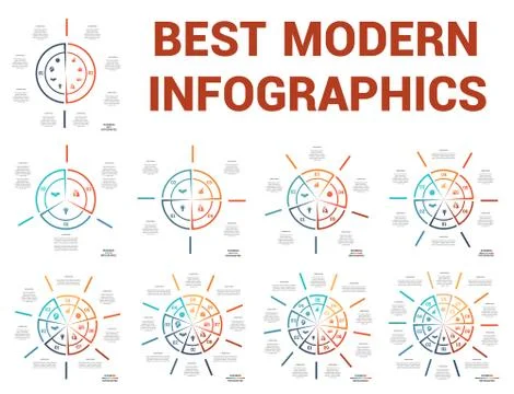 Modern Template Infographic Pie chart colourful circle from lines with text a Stock Illustration