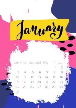 Modern template with January 2021. Vector template. Flat simple design Stock Illustration