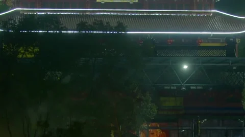 Modern temple at night Stock Footage 235134563