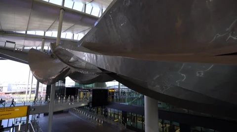 Modern Terminal 2 - The Queens Terminal at London Heathrow Airport Stock Footage