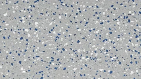 Modern terrazzo pattern with blue and white chips on gray background Stock Footage 320121266