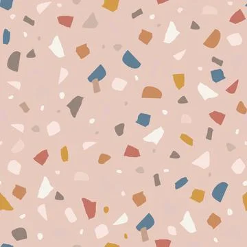 Modern terrazzo seamless pattern. Decorative granite stone texture. Hand drawn Illustrazione stock