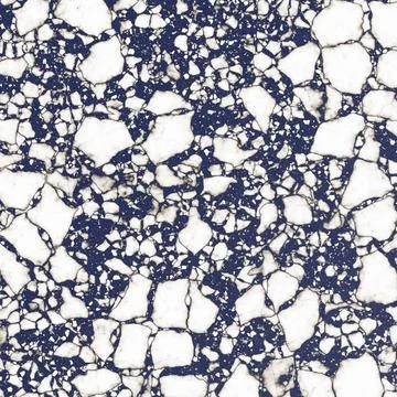 Modern terrazzo texture with white marble fragments on dark blue background for Ilustração Stock