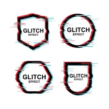 Modern Text Design Frame With Glitch Effect Vector Stock Illustration