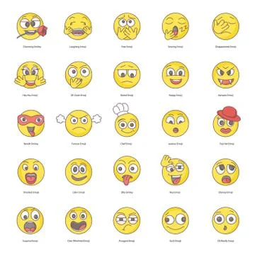 Modern Textface Flat Icons Pack Stock Illustration