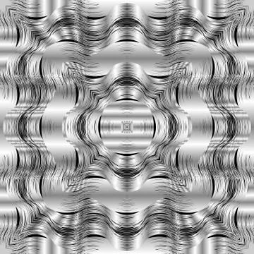 Modern textured silver 3d vector seamless pattern. Ornamental surface black and 스톡 일러스트