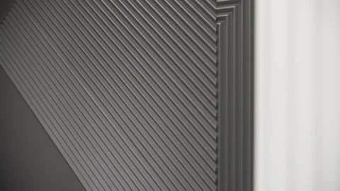 Modern textured wall panel with diagonal lines in interior design Stock Footage 307856933