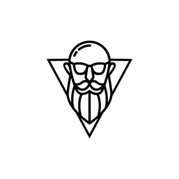 Modern thin line bearded bald old man wearing glasses vector icon Stock Illustration