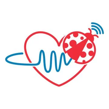 Modern thin line heart ladybug sound wave vector icon Stock Illustration