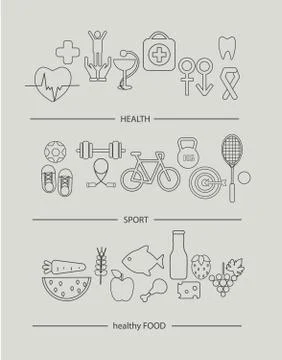 Modern thin line icons set of health lifestyle Stock Illustration