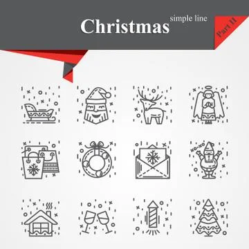 Modern of thin line icons set for holiday Stock Illustration