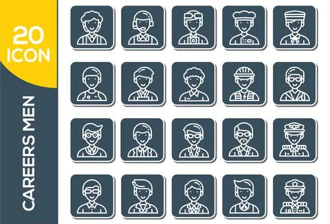 Modern thin line icons set of people avatars, various human characters staff. 스톡 일러스트