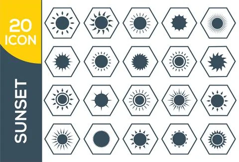 Modern thin line icons set of sunset. Premium quality symbols. Stock Illustration